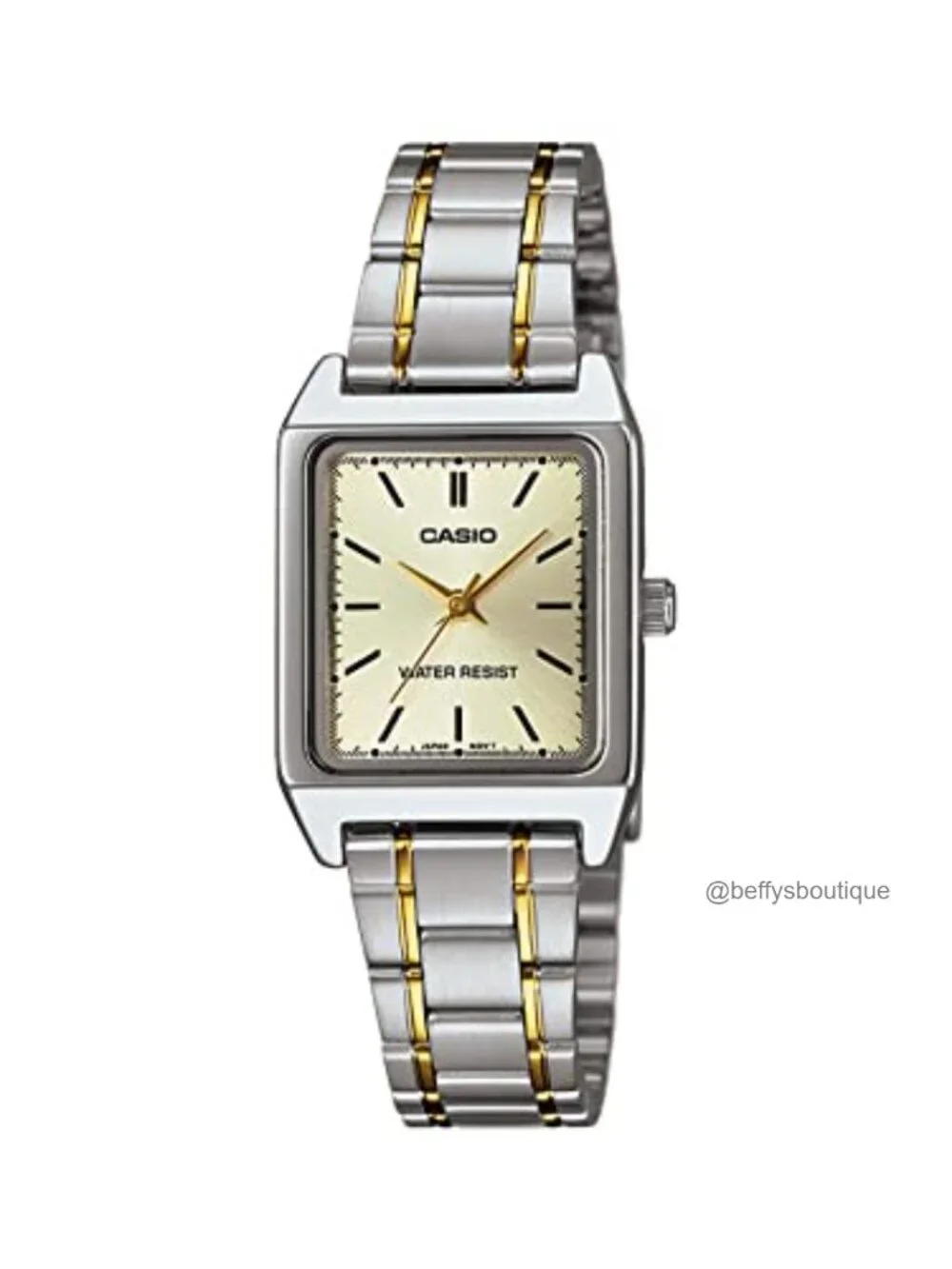Stainless Steel Casual Wrist Watch with Gold Dial, Water Resistant